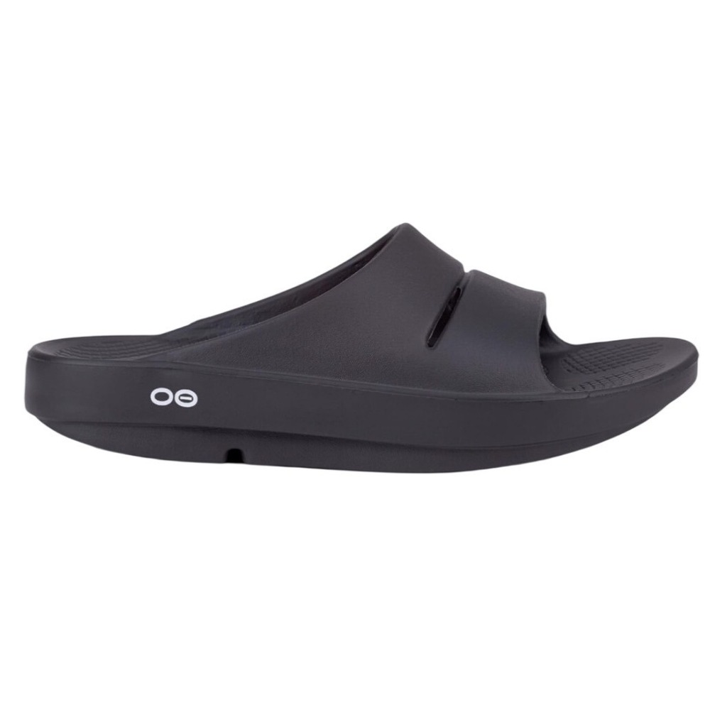 OOFOS OOahh Recovery Slide Black Sandals Mens 7 Womens 9 M7 W9 Comfort Shoes
